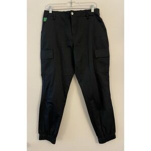 Empyre Mens Black Jogger Cargo Pants‎ Relaxed Fit Elastic Size Large